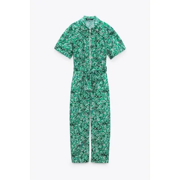Zara Floral Printed Cotton Jumpsuit - Picture 1 of 13
